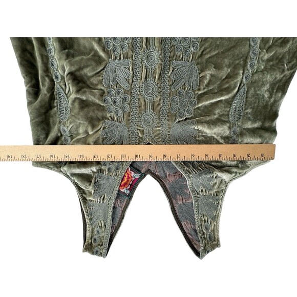 Johnny Was Yasmine Velvet Embroidered Sleeveless Silk Monochrome Green Size XS - Picture 6 of 11